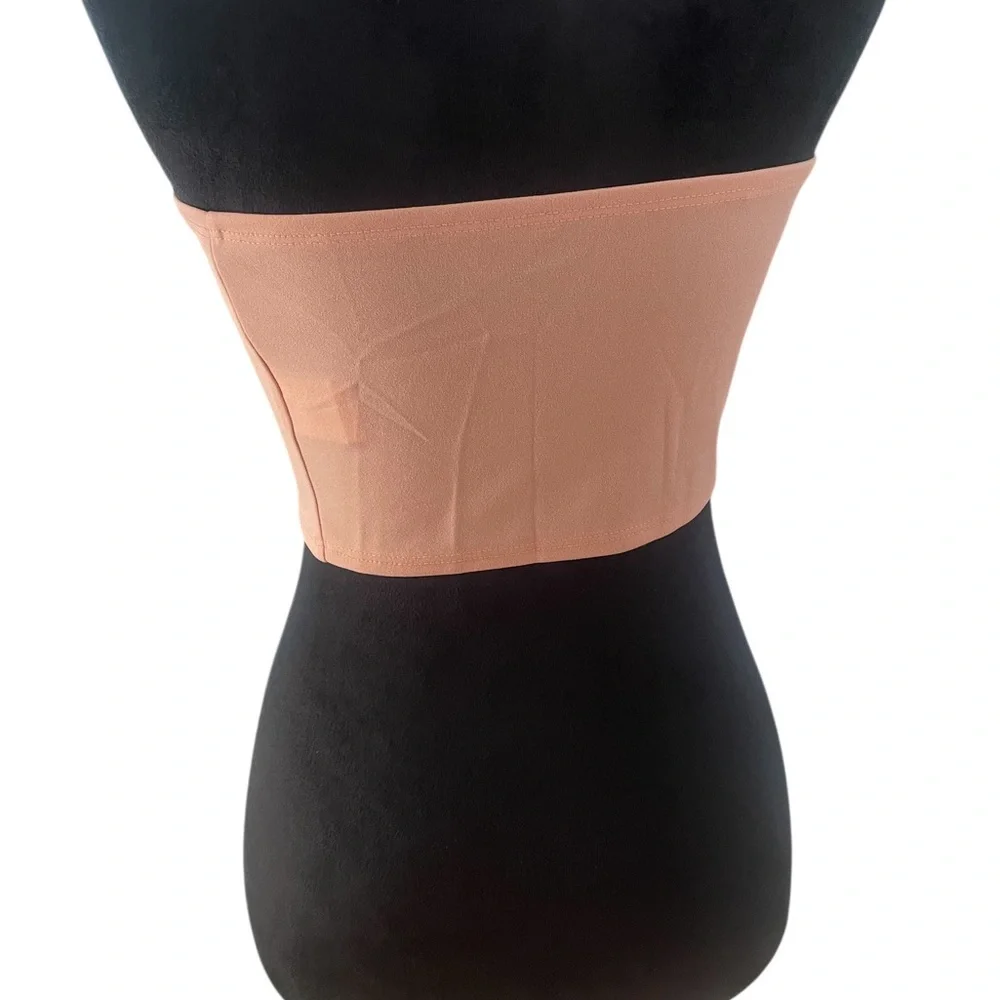 Blush pink crop long  tie tube top,New - Picture 3 of 5